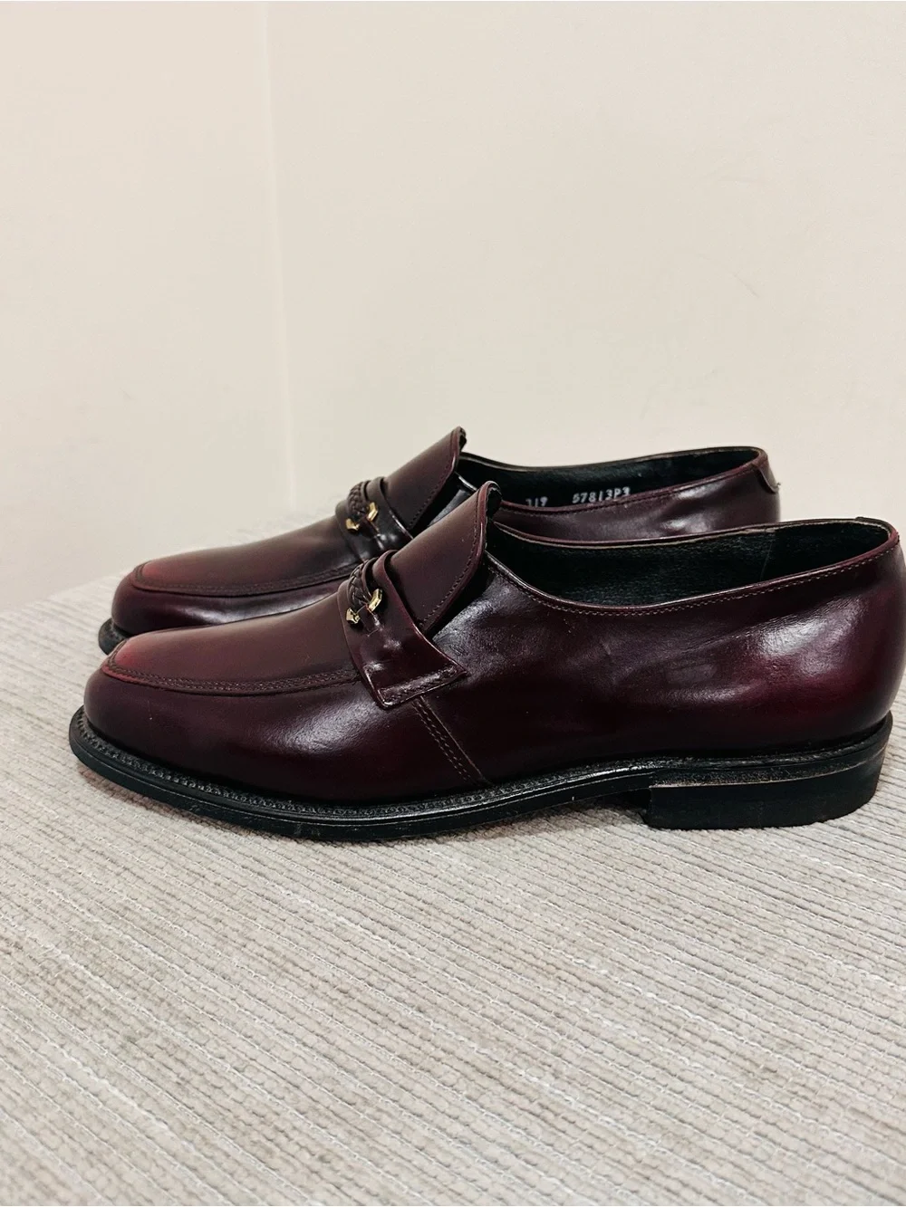 O'Sullivan Executive Imperials Shoes Mens 8,5Leather Loafer Slip On Burgundy USA